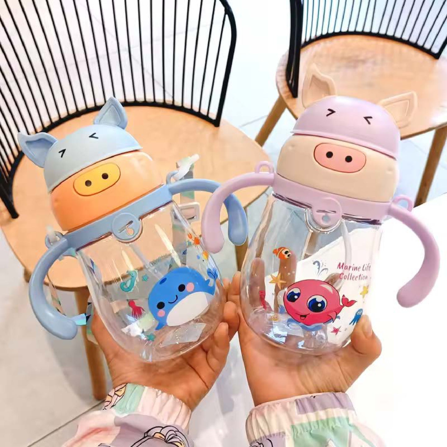 BABYDISE Piggy Weighted Straw Water Bottle